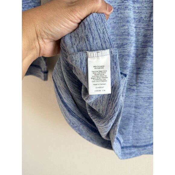 T by Talbots Womens Petites Split Neck Blue Sweater Top 3/4 Sleeves Soft Size MP - Picture 6 of 9